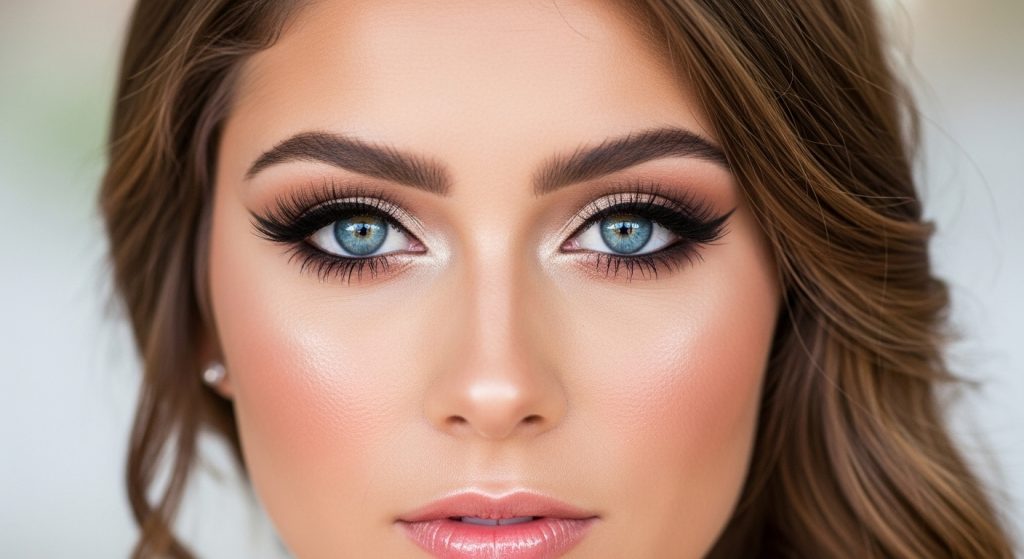 Wedding Makeup for Blue Eyes and Brown Hair