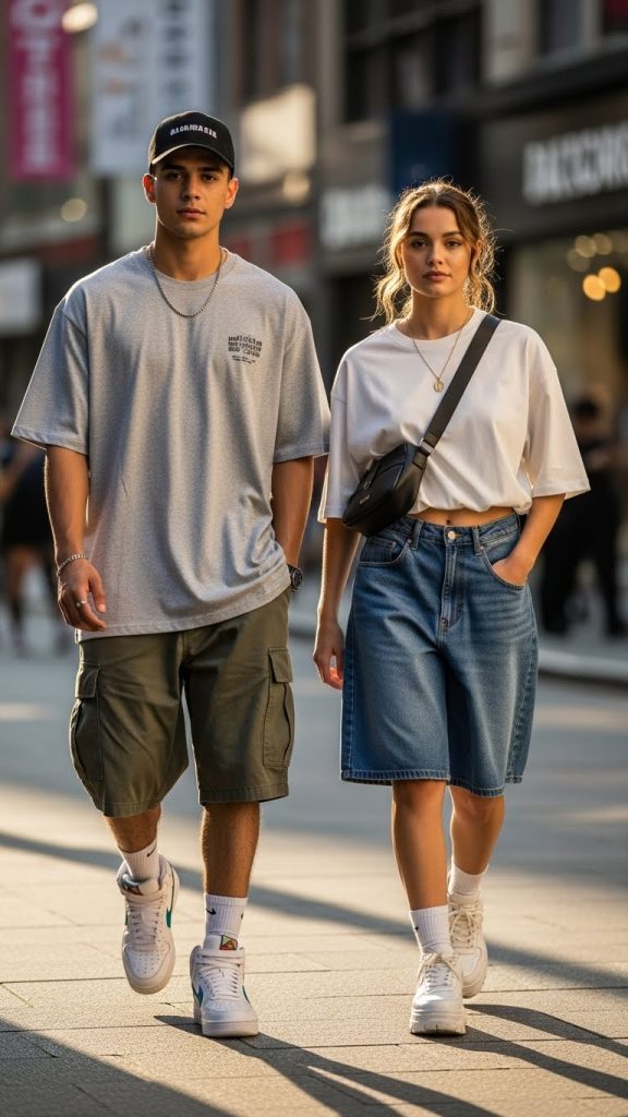  Oversized Tees + Relaxed Shorts (Streetwear Look)