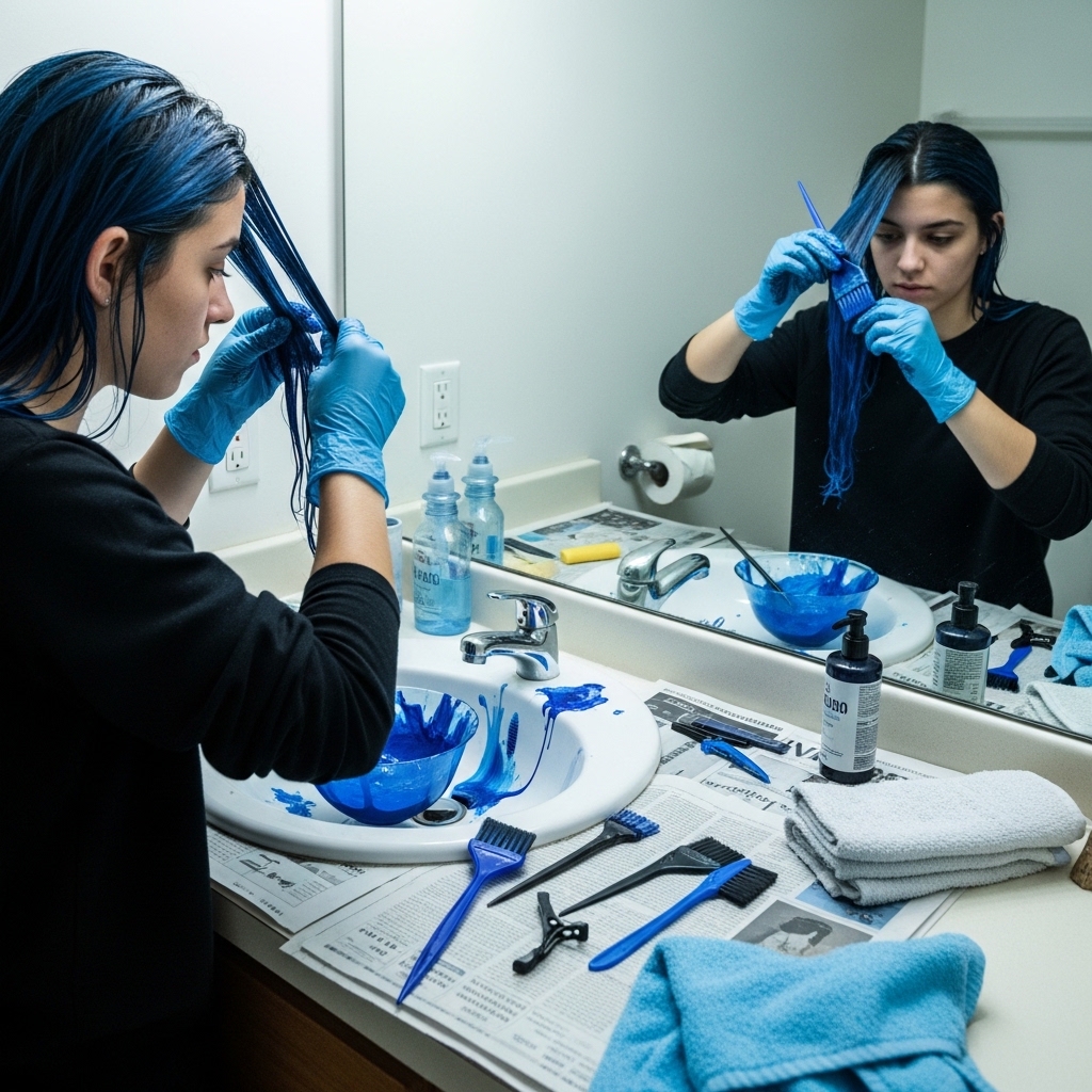 Dyeing Blue Hairs at Home