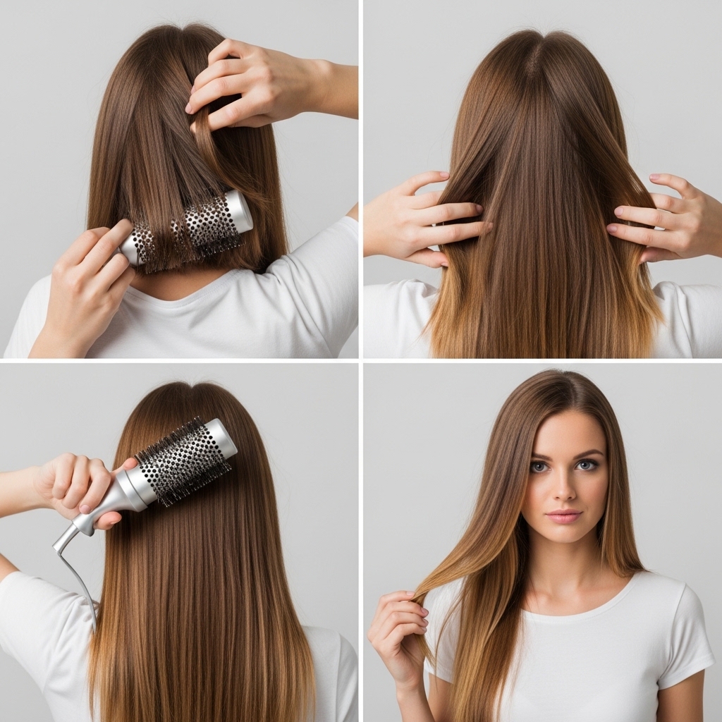 Flat, long straight hair without layers