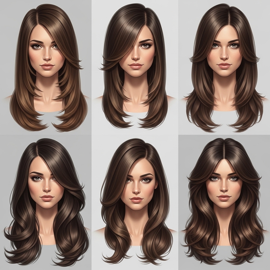 Long Brown Hair for Different Face Shapes