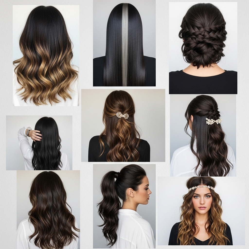 Styling Inspiration for Long Dark Hair