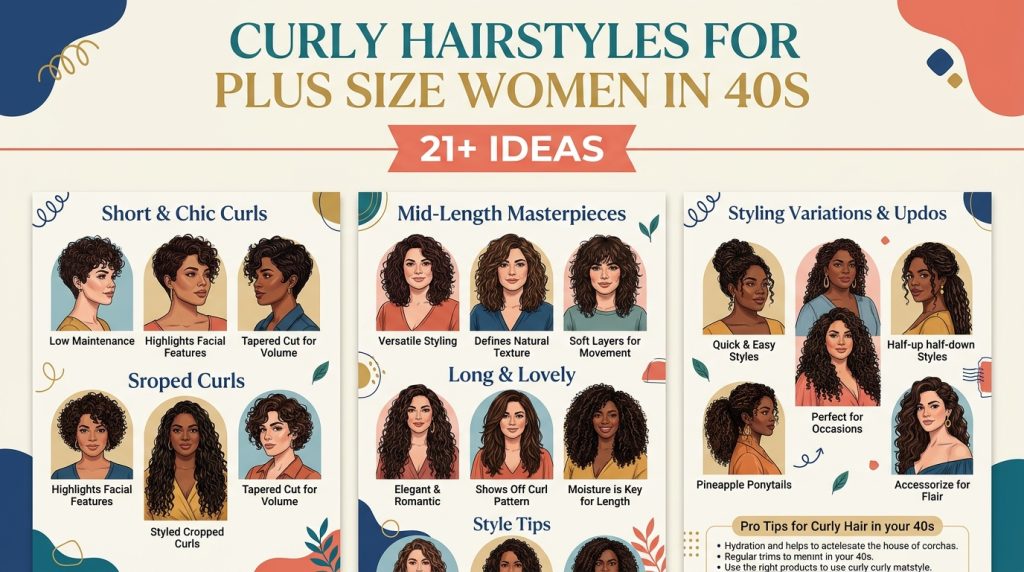 Curly Hairstyles for Plus Size Women in 40s