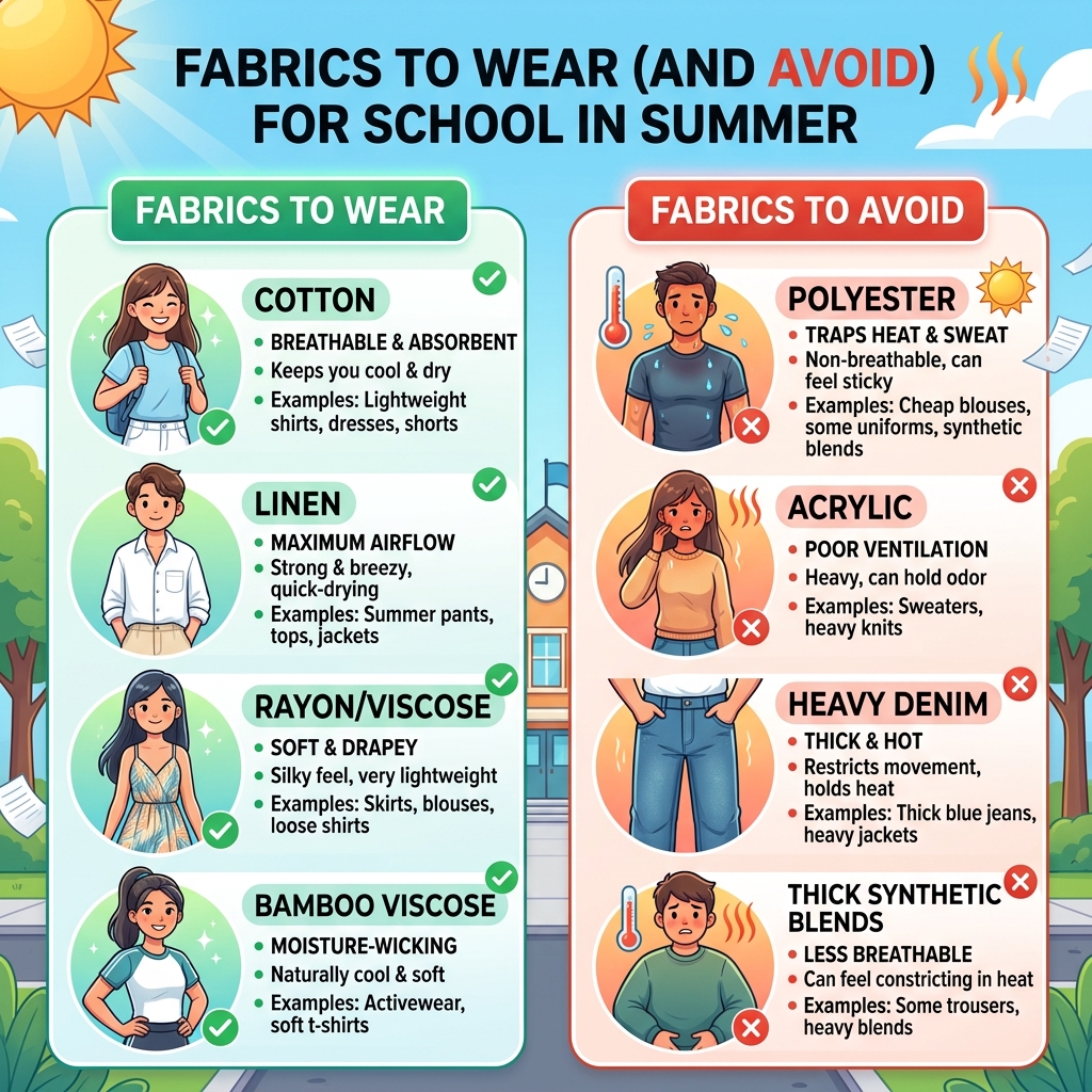Fabrics to Wear (and Avoid) for School in Summer