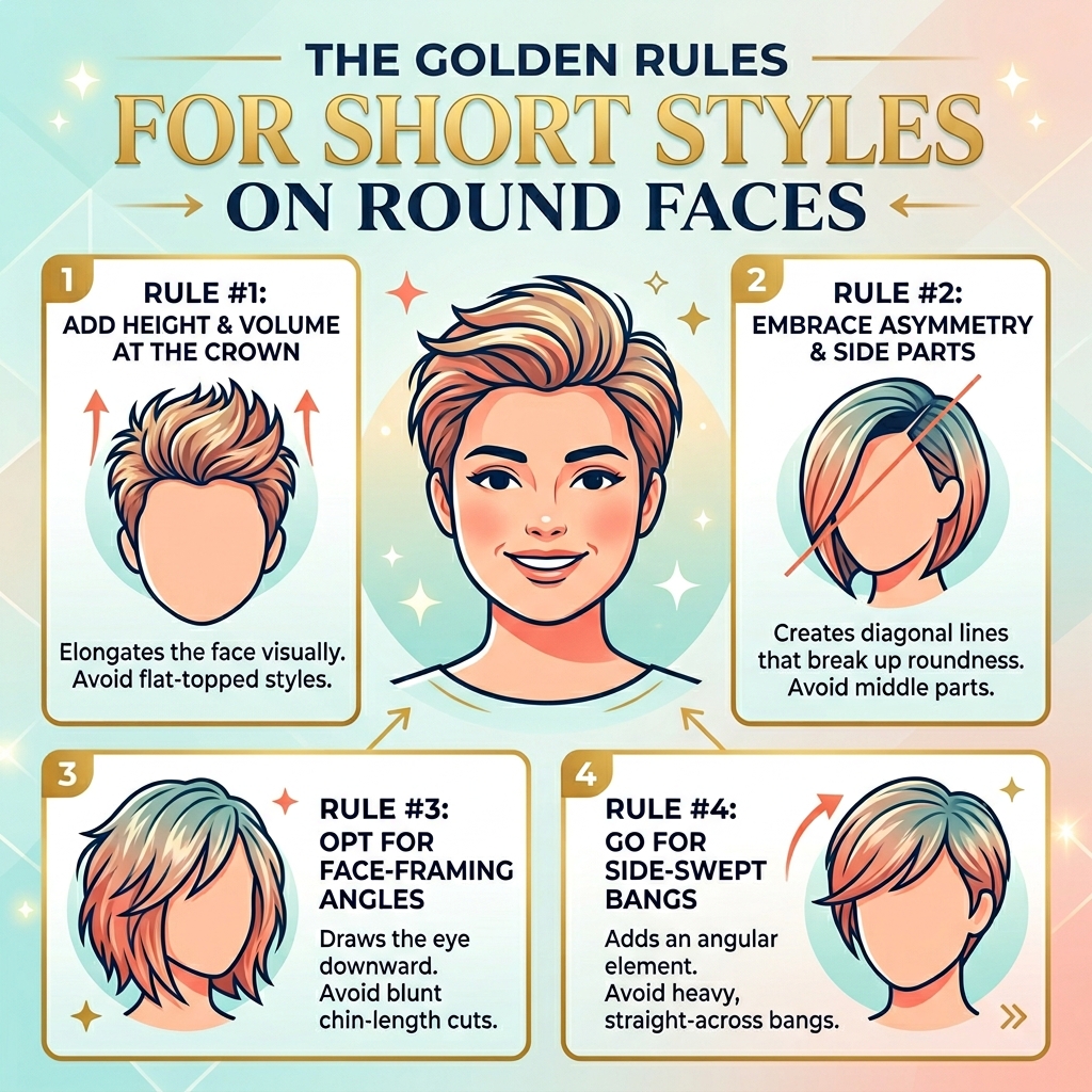 The Golden Rules for Short Styles on Round Faces