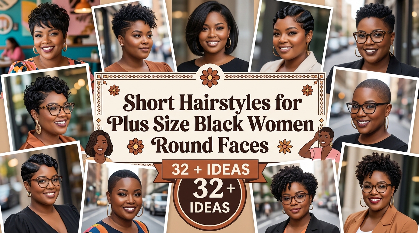 Short Hairstyles for Plus Size Black Women Round Faces