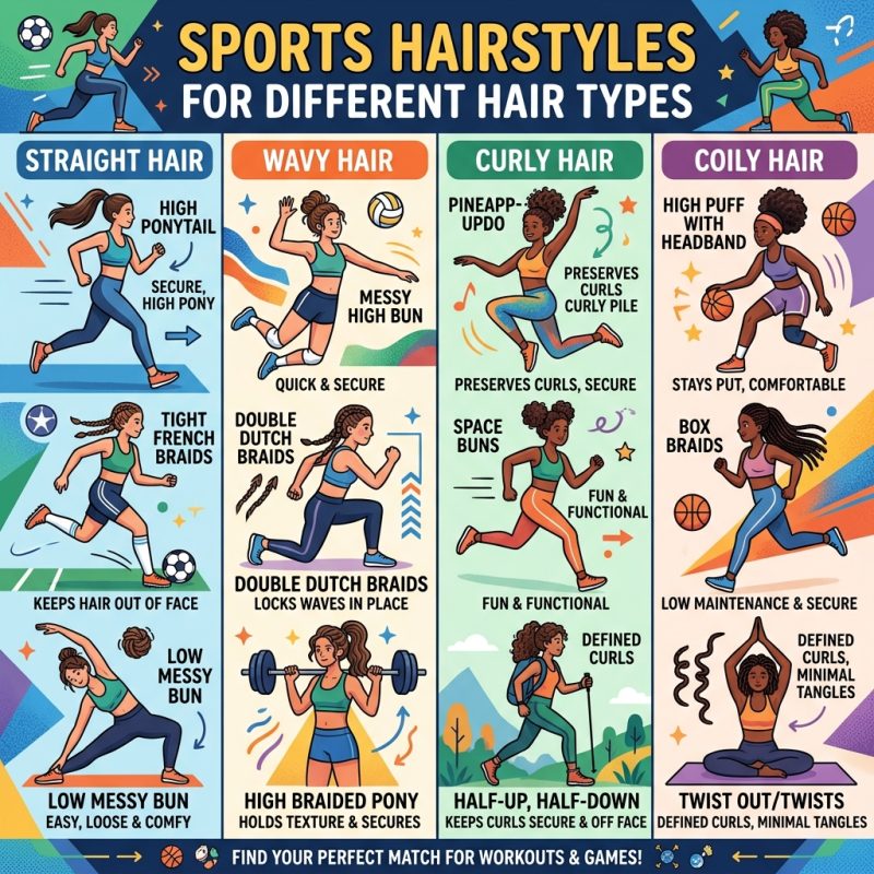 Sports Hairstyles for Different Hair Types